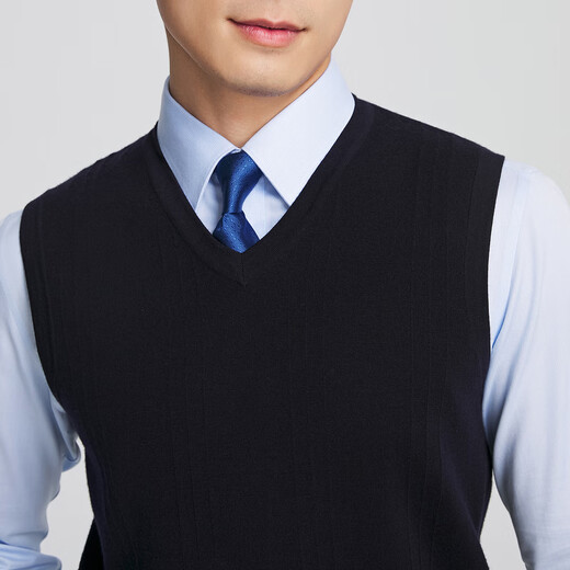 YOUNGOR wool vest men's all-sheep wool wool vest soft, comfortable and warm navy YBQW615199FVA XL 110cm