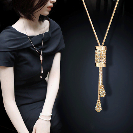 Idel's long clothing chain, versatile and simple Korean clothing pendant, atmospheric pendant, jewelry pendant, accessories necklace, women's chain L0686 gold_Soul Lighthouse