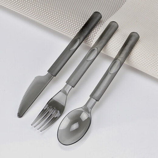 Shenfu disposable spoon single individually packaged thickened long handle plastic rice spoon western tableware table spoon spoon single package 100 gray spoon