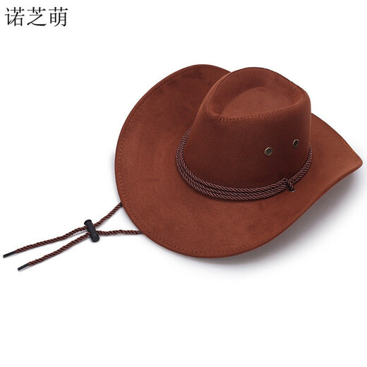诺芝萌 大沿西部牛仔帽子 男女士遮阳帽大檐骑马太阳帽沙滩帽夏季NE677 深米色 大人款
