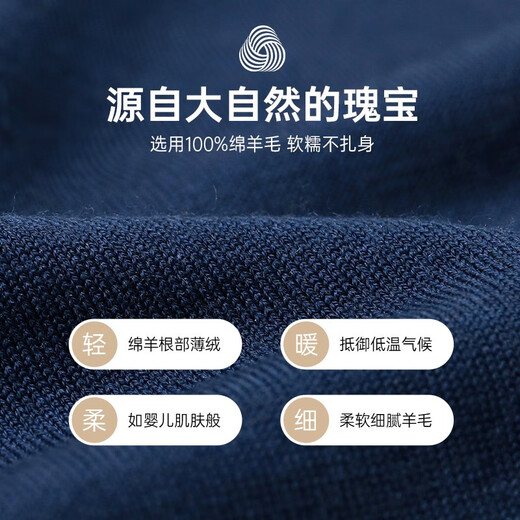 Septwolves machine washable new pure wool sweater warm lapel thin sweater men's sweater men's pullover sweater 102 (dark blue) 3XL 185/100A