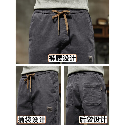 Cotton Autumn Casual Pants Men's 2024 New Fashion Brands Loose Thickened Sports Working Pants Men's Spring and Autumn Style 689 Camel Regular + 689 Dark Gray Regular M 90-110Jin[Jin equals 0.5 kg]