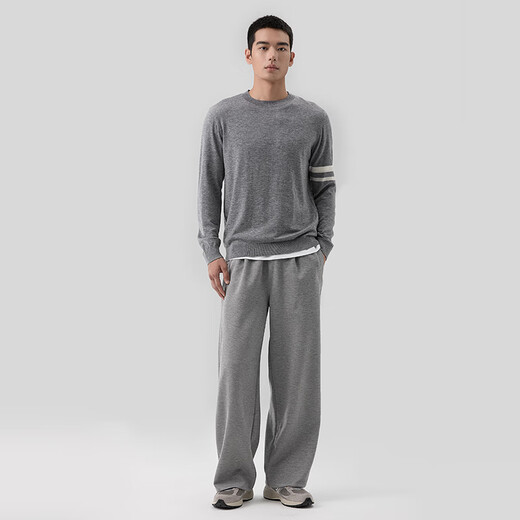 Markless Casual Hosen für Herster Herbst und Winter vielseitig hängen locker, komfortable breite Beine gerade Hose 4873 Grau L
