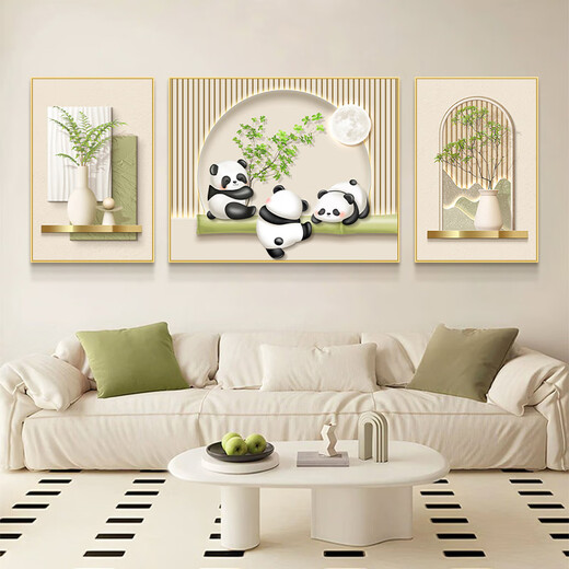 Yihuanyu Chinese retro living room decoration painting niche art sofa background wall hanging painting antique style high-end triple mural