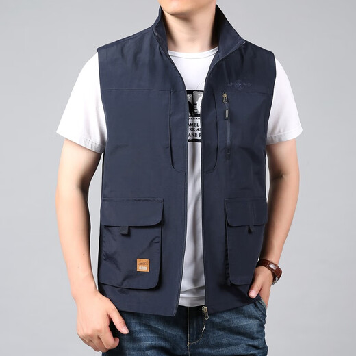 JP 户外男士马甲多口袋休闲工装背心薄款速干马夹2677 卡其色 XL (适合140斤-155斤)
