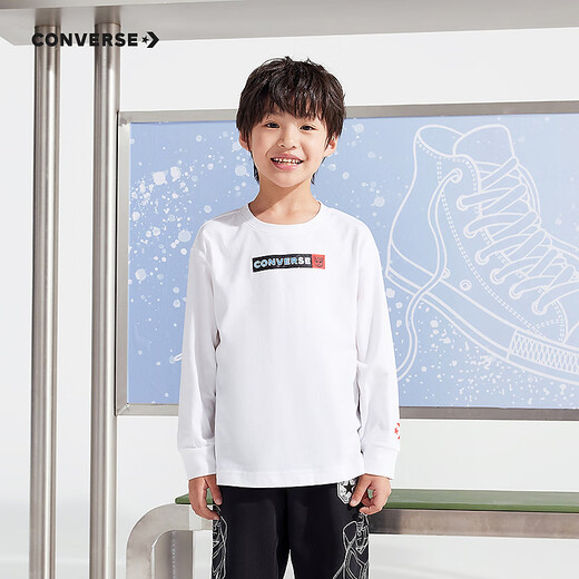 Converse [Transformers Joint Brand] Converse Children's Clothing Base Base Base Boys Boys Camiseta de manga larga CNVB-LS-G689 Pure White 150 /72 [Altura sugerida 140-152cm]
