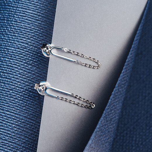 Pt.Charm platinum earrings for women, creative paper clip earrings, novel style pt950 platinum earrings as a gift for wife and girlfriend, ready stock 1.7-1.8g pair