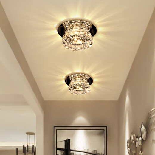 祎琳简约现代嵌入式吊顶天花灯过道灯走廊灯LED水晶射灯玄关孔灯筒灯 暗装小雏菊-3瓦彩光