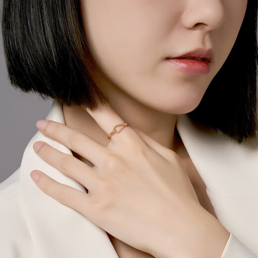 Chao Acer Zhi Jian Finger Buckle 18K Gold Ring for Women Rose Gold Color Gold Bracelet Ring Buckle Stackable Wear as a Birthday Gift for Your Girlfriend C No. 13