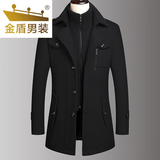 Jindun new winter style middle-aged men's woolen coat jacket casual middle-aged and elderly thickened woolen jacket daddy gray 175 recommended 115-130 Jin Jin equals 0.5 kg