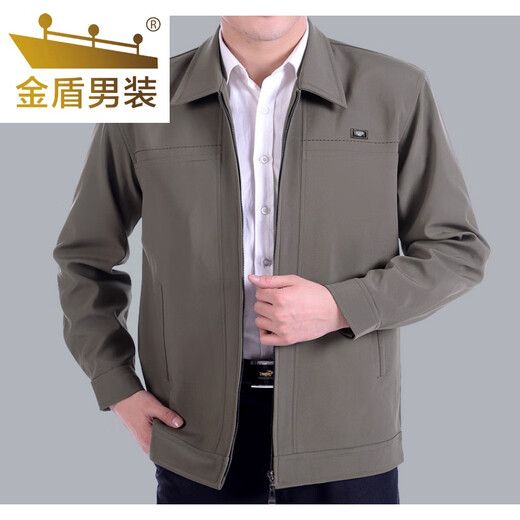 Gold Shield middle-aged and elderly jackets for men and dads, velvet jackets for the elderly, middle-aged men's jackets, elderly men's spring and autumn jackets, cotton and thickened buttoned black 4XL