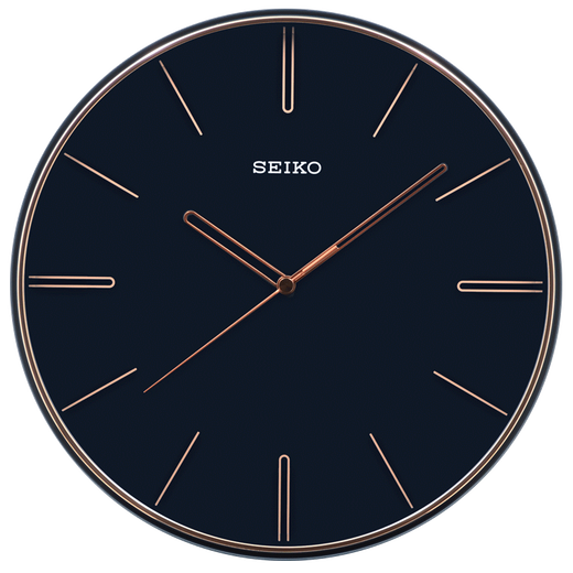 
SEIKO Japanese Seiko Clock 11-inch 28cm sweep seconds simple modern personalized bedroom living room curved glass wall clock dark blue QXA739L
