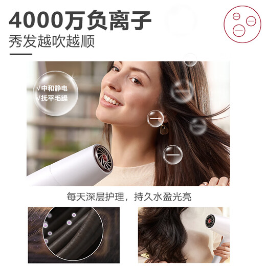 Philips hair dryer negative ion 5 series puffy barrel, warm and protective 40 million negative ions, high power and quick drying, white, birthday gift