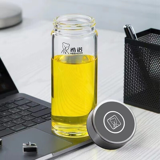 Cup de voiture en verre Sino Single-couche Portable Water tasse avec filtre pour la tasse de thé à la maison pour hommes Cup d'ours résistant à la chaleur 410 ml XN-6191- Aucun modèle de mise à niveau 200 ml (inclus) -400ml (inclusif)