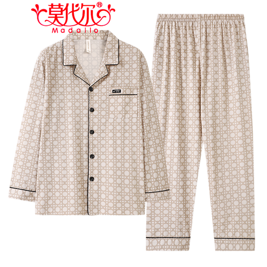 Pajama modal (de alta calidad) para el estilo de primavera y otoño de los hombres Mangas largas de algodón 100% puro 2025 New Men's Autumn Men's Home's Ropa 3882 (tamaño de 175/XL) recomendado para usar peso 140-160