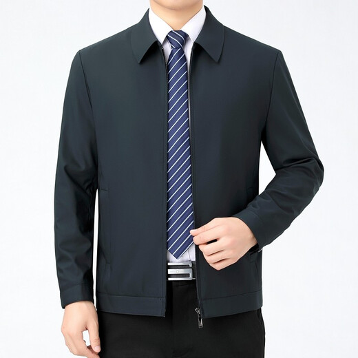 Anislen Noble Jacket Men's Soft, Comfortable, Iron-Free and Wear-Resistant Men's Jacket Business Casual Leadership Top Large Size Jacket Men 2086 Dark Blue Stand Collar XL 180 Size Recommended 146-155 Jin Jin equals 0.5 kg to wear