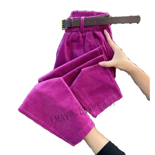 LMAY Beauty-basierte Frauen-Kleidung Studio Herbst und Winter Solid Color Cordhosen für Frauen lässig HAREM HOBS hohe Taille Lose Vater Hosen Grün 9925 M 80-105