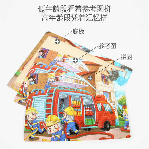 Holz 60-teilig Kinderpuzzle-Cartoon-Geschichte 3-4-5-8-jähriger Junge und Mädchen 7 Spielzeug Hirnbetriebene Geschenk 60p Meerjungfrau + kleiner Zug + Schulbus zur Schule + Farm