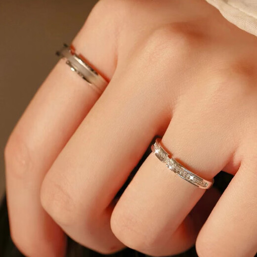 MZMZ platinum couple ring pt950 platinum pair of rings with diamonds fashionable Valentine's Day birthday gift for girlfriend jewelry light luxury-closed ring photo here