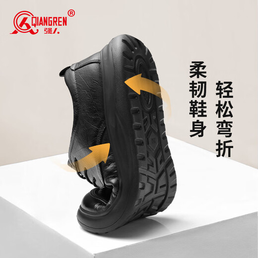 Strong man's business casual men's toe-layer cowhide plus size wide leather shoes are not easy to squeeze the feet JDA87579 black size 45