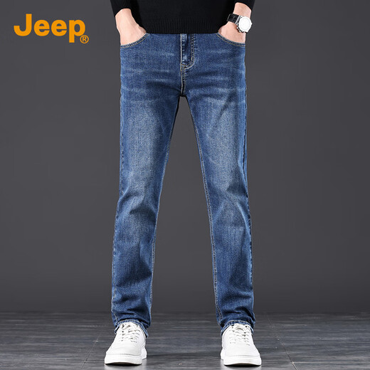 Jeep (JEEP) high-end men's jeans men's 2025 autumn and winter new loose straight stretch stretch slim trendy brand casual pants men's pants