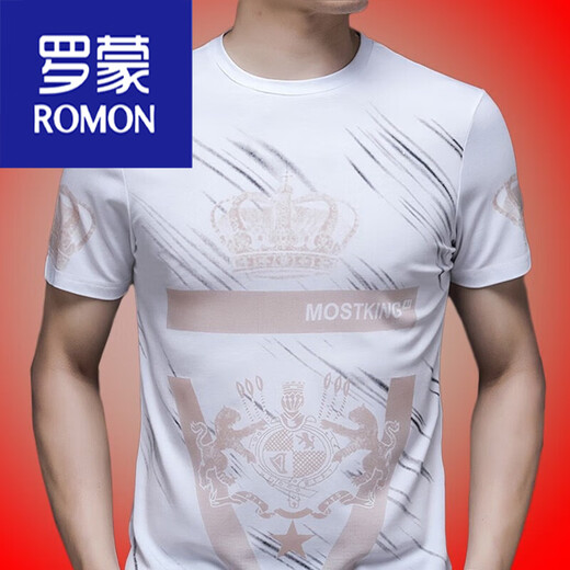 Romon Herren Sommer Dünnes kurzärztes T-Shirt für den runden Hals mittleren Alters und junger Männer.