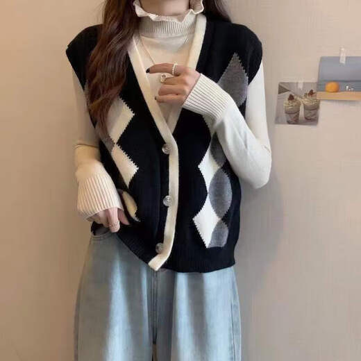 Pincai retro knitted vest women's sweater versatile vest vest vest small V-neck PW27ZQ3