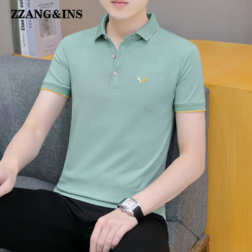 zzang&ins轻奢高端品牌短袖POLO衫男士夏季新款翻领休闲商务宽松 t恤衣服潮 681黑色 XL （建议130-140斤）