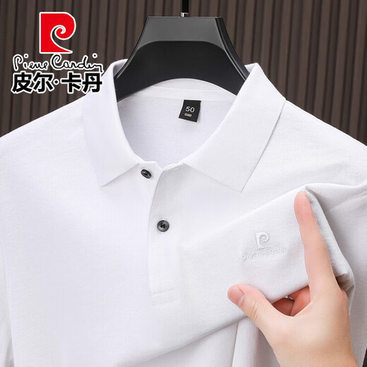 皮尔卡丹（pierre cardin）长袖t恤男士商务休闲翻领polo衫春秋季新款宽松休闲中年爸爸装 15831-68杏色 165/80A【建议体重90-110斤】