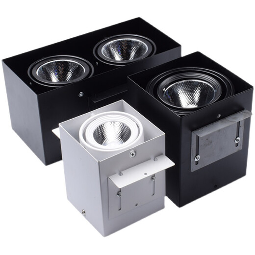 Tin light square tube bold lamp square tube special light aluminum square tube ceiling light led square double head surface mounted grille downlight spotlight 8cm square tube special * single head 7w black shell