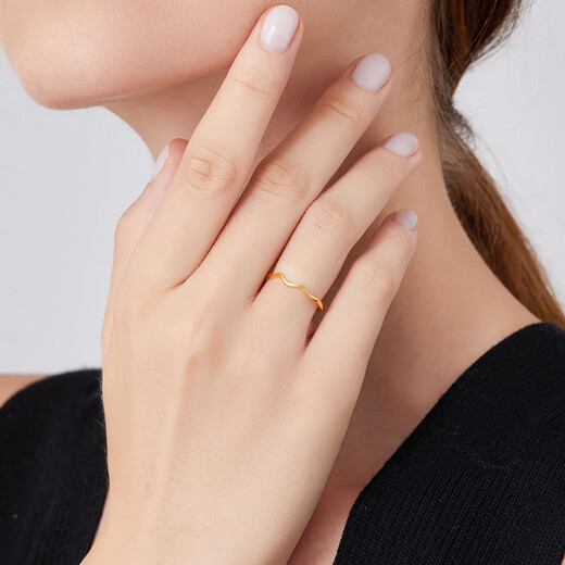 Gold Supreme (3DG Jewelery) gold ring for women, frosted water ripple, live mouth, 999 pure gold for girlfriend and wife birthday gift price, gold weight 1.02 grams (with jewelry gift box)