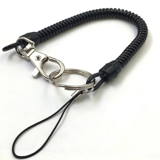 Anti-theft and anti-lost lanyard keychain elastic spring rope mobile phone chain stretch elastic rope for men and women creative telescopic spring rope telescopic chain anti-fall and anti-lost keychain black