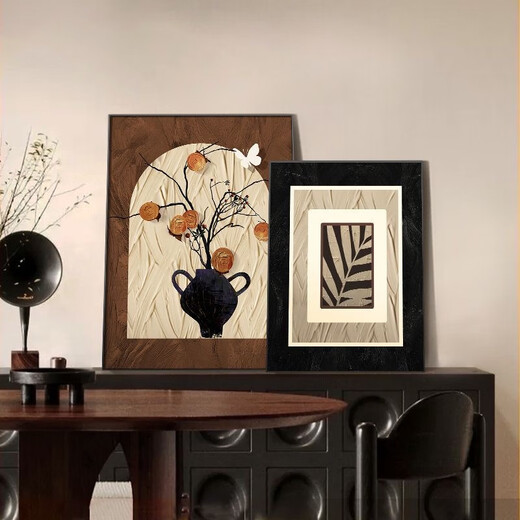 
Chengzi French desktop layout retro living room decoration painting medieval style restaurant persimmon Ruyi sofa background wall hanging painting JD15272 30*40 texture oil canvas ps wood grain frame