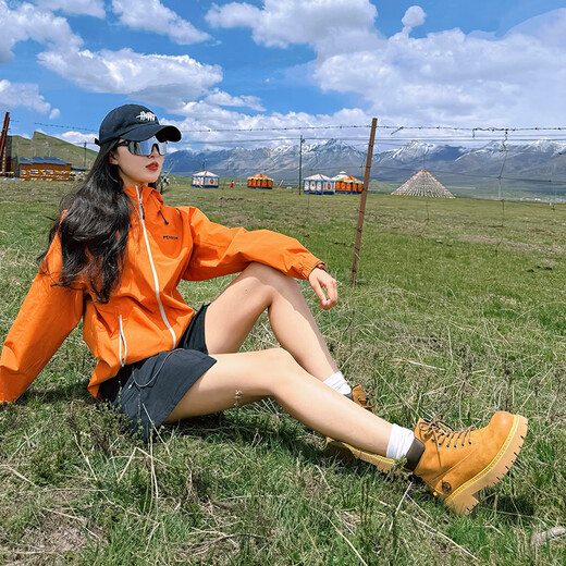 Camel (CAMEL) Dilireba's same style Shanyue Martin boots autumn and winter new high-top outdoor work boots rhubarb boots for women L25W076018 women's khaki 37