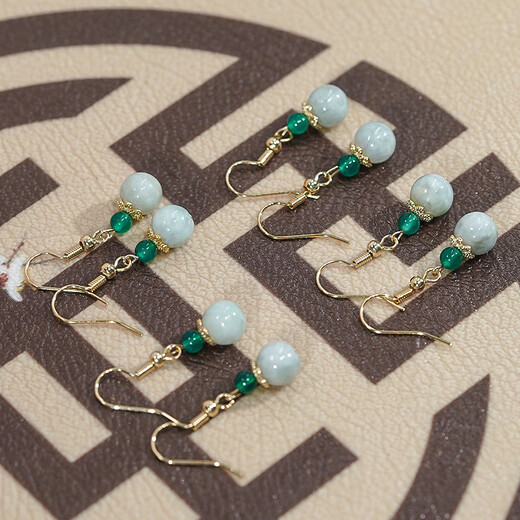Lolia Welfare Jade Bead Earrings, Earrings, Ear Hooks, Slightly Blemishes, Diversity, Random Hair (About 8mm in Diameter), Diversity
