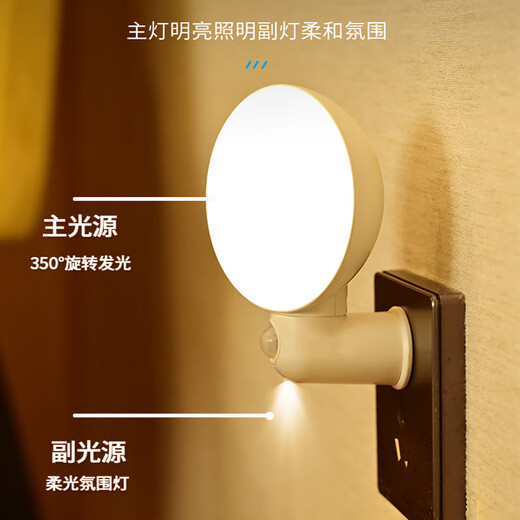 Xiaomi Guoba Intelligent Human Body Sensor Lamp Voice Control Plug-in Aisle Bathroom Home Corridor Socket Bedroom Bedside Night Light 2025 New Induction Plug-in Lamp White Warm White Light