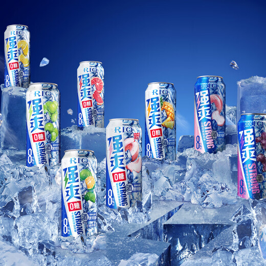 RIO Ruiao Strong 8 Degree Cocktail Wine Sparkling Fruit Wine Strong Series 8 Degree 500ml*12 Cans Strong 8 Degree 0 Sugar Spring Snow Peach