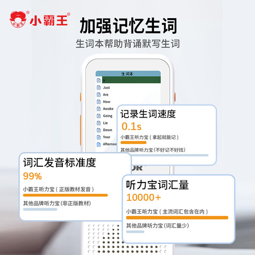 Xiaobawang A2 repeater machine for learning, following reading and listening exercises to improve word memory, learning primary school, middle and high school English walkman textbooks, synchronous learning of English knowledge points from primary school to junior high school, upgraded version 128G + primary school, junior high and high school textbooks + Chinese and English synchronization