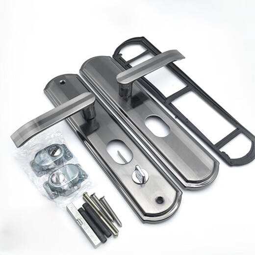 Deqi anti-theft door handle, black gold iron thickened panel door handle, solid aluminum handle, entrance door handle, single 5cm (regardless of left and right)