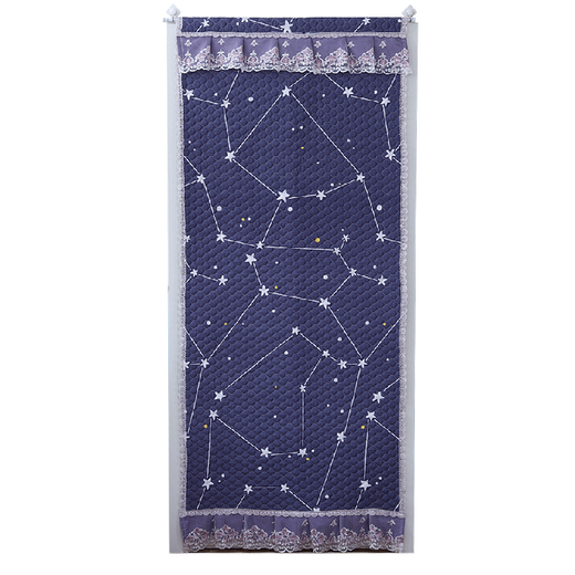 Dream selection thickened cotton door curtains, winter heat protection, wind protection, wind protection, cold protection, household bedroom living room air conditioner, cold protection, sound insulation, partition curtains, curtains, hole-punching fabric cotton door curtains, looking up at the starry sky-lace style, width 100cm, height 200cm, free middle pole