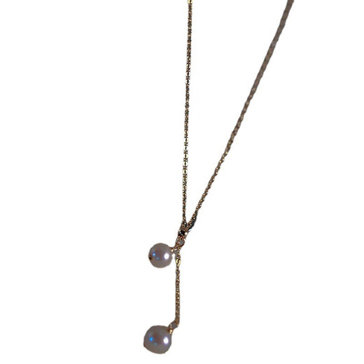 Zhuomai double pendant freshwater pearl necklace young girl natural two beads clavicle chain y-shaped pull-out adjustable freshwater pearl necklace double pendant