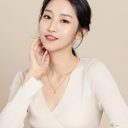 Lukfook Jewelry Pure Gold Copper Coin Gold Pendant Gold Jewelry Pendant Without Necklace Price L01GTBP0010 0.74g (including labor cost 70 yuan)