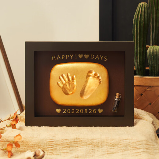 Mu Chen Shiguang Baby's one-year-old hand and foot print mud souvenir baby's 100-day hand and foot print newborn hand print 12-inch Year of the Dragon Type B丨Available 8 months ago