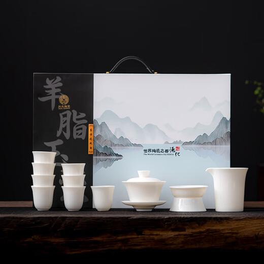 SUSHI CERAMICS Mutton Fat Jade Porcelain Rongguang Sancai Bowl Gift Box Set 140ML