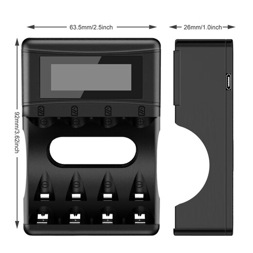 Fujitsu rechargeable battery No. 7 No. 7 4 900 mAh with thunder camera U401A (black) USB four-slot smart LCD display fast charger 724 set
