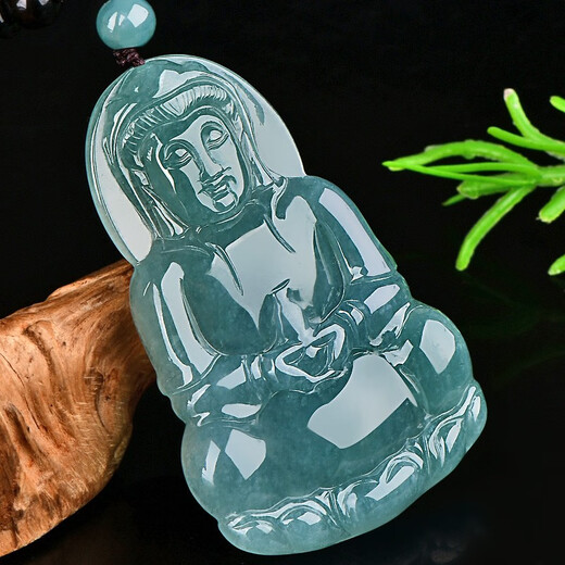 千载一玉 翡翠观音吊坠 男士玉观音玉坠 玉石菩萨项链挂件 浅绿玉器玉佩 款一698油青款玉观音QZA0598i