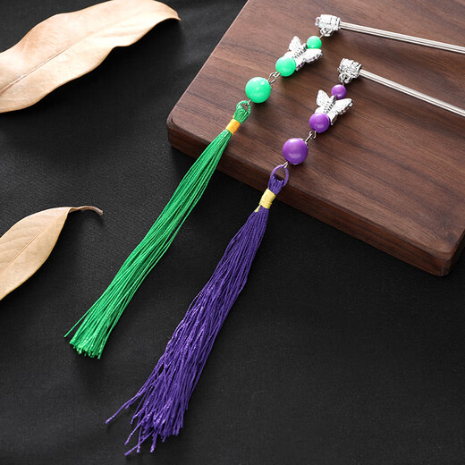 Ancient style tassel hairpin Hanfu hair accessories for children, girls, little girls, step-shape Tang suit accessories, princess baby 1# red