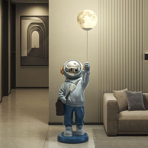 Jizhao astronaut ornaments, living room floor-standing ornaments, large astronaut TV cabinet decorations, housewarming gifts, orange satchel + base 144cm, no Specifications