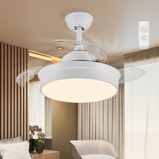 NVC ceiling fan light fan light living room dining room bedroom home modern simple lighting fixtures LED invisible fan chandelier two-color light source 24 watts with remote control