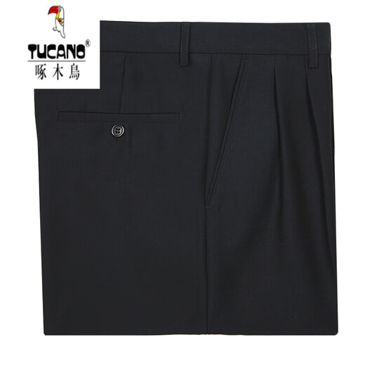 
Woodpecker (TUCANO) trousers for men's autumn and winter free straight-leg formal suit trousers loose draped business casual middle-aged suit trousers black LD9901 31 (2 feet 4 waistline)